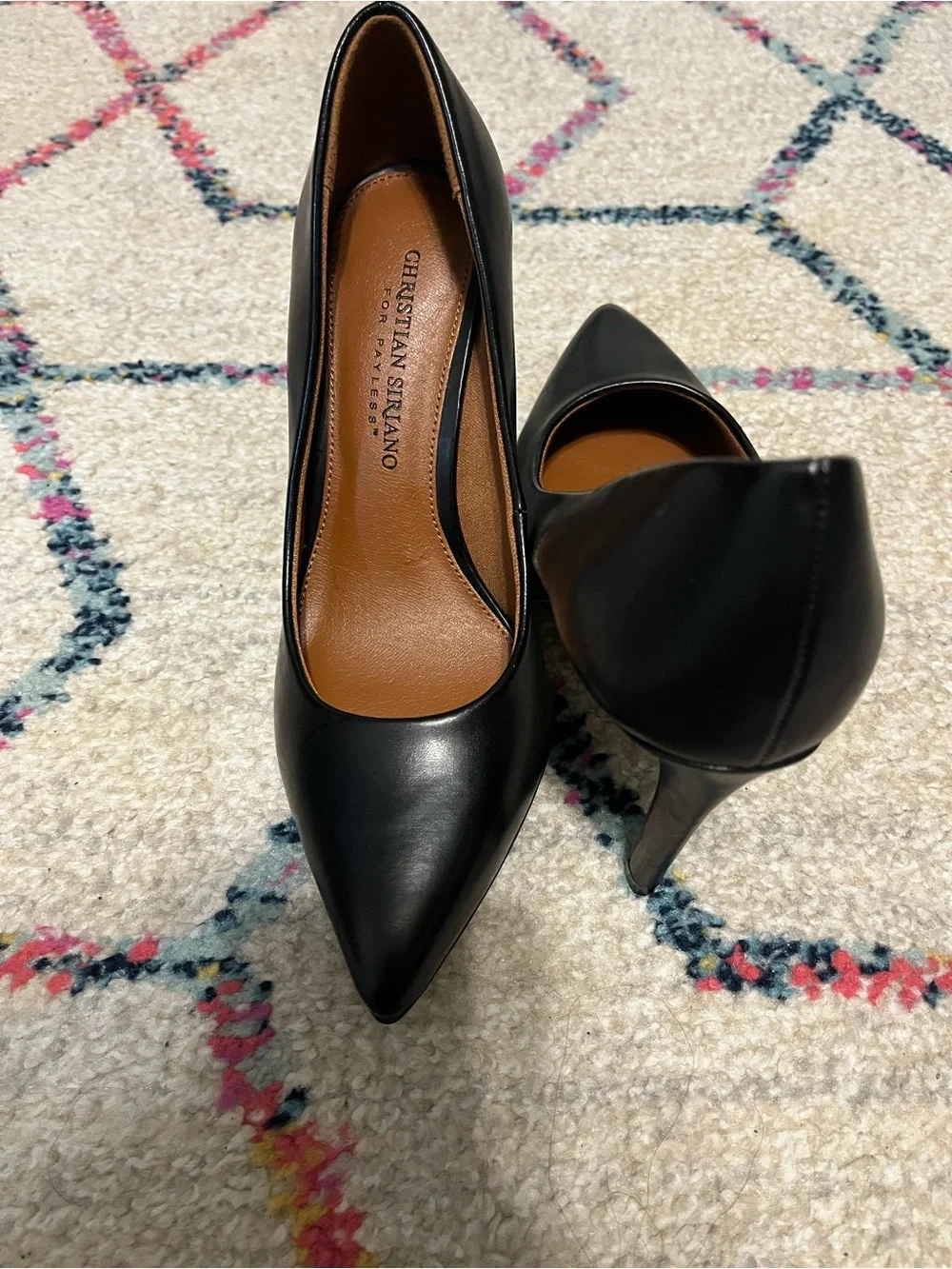 Christian Siriano Black Pointed-Toe Leather Pumps
